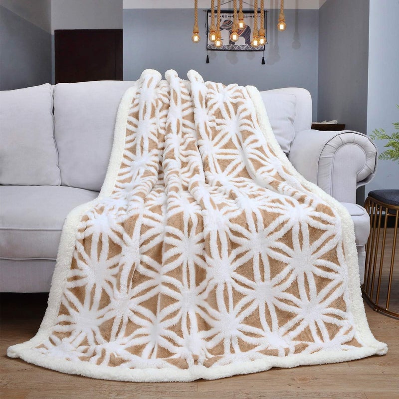 LOMAO Sherpa Fleece Blanket Fuzzy Soft Throw Blanket Dual Sided Blanket for Couch Sofa Bed (Khaki, 51"x63") - Image 5
